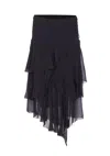 Isabel Marant Étoile Layered Sheer Skirt With Ruffled Flounces In Black