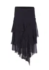 Isabel Marant Étoile Layered Sheer Skirt With Ruffled Flounces In Black