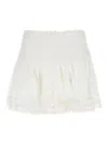 Isabel Marant Étoile 'violana'white Miniskirt With Pleated Details And Scallop Hem In Linen And Cotton Blend Woman In White