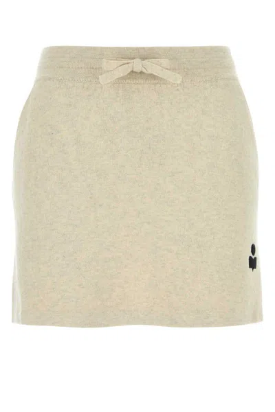 Isabel Marant Étoile Isabel Marant Etoile Woman Melange Cream Stretch Cotton Blend Amaline Mini Skirt In Yellow