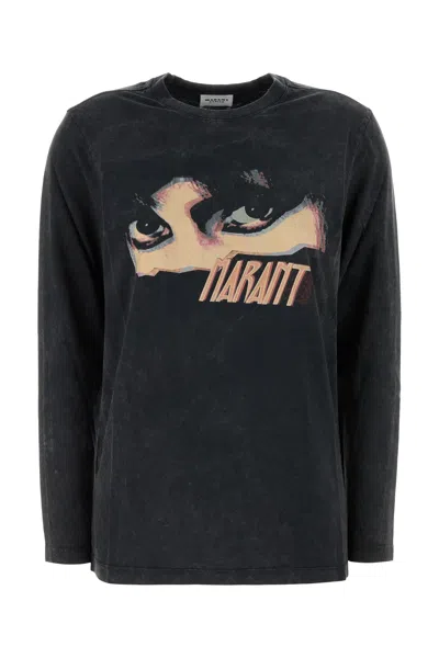 Isabel Marant Étoile Isabel Marant Etoile Slate Cotton Marine T-shirt In Black