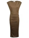 Isabel Marant Étoile Sleeveless Midi Dress Featuring Ruched Design In Brown