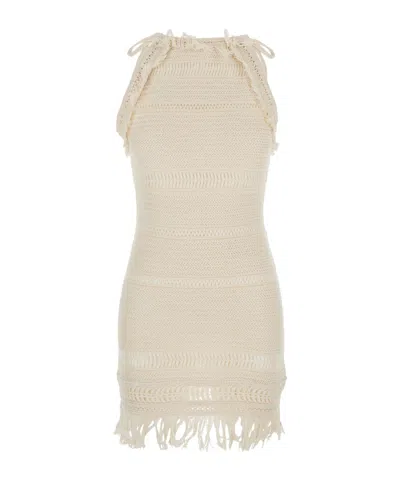 Isabel Marant Étoile 'aralia' White Dress With Round Collar On The Rear And Adjustable Shoulder Straps With Bows