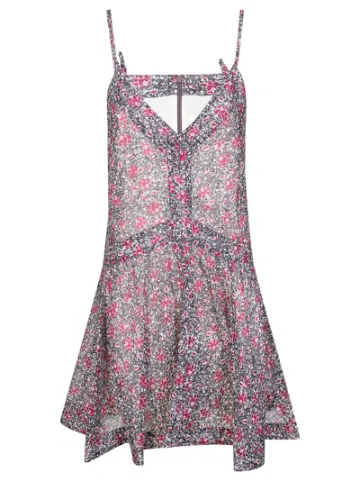 Isabel Marant Étoile Sleeveless Floral Danielle Dress With Asymmetrical Hem In Multi