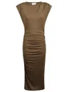 Isabel Marant Étoile Midi Dress With Cap Sleeves And Ruched Detailing In Multi