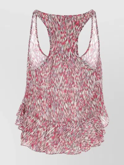 Isabel Marant Étoile Sleeveless Printed Crepe Top With Ruffle Detail In Pink