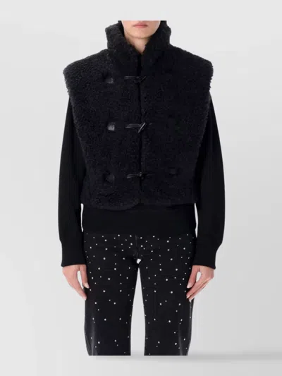 Isabel Marant Étoile Sleeveless Shearling Vest High Collar In Black