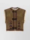 Isabel Marant Étoile Sleeveless Synthetic Leather Vest With Shearling Trim In Brown