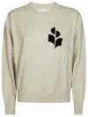Isabel Marant Étoile Light Grey Relaxed Fit Sweater With Logo Detail In Green