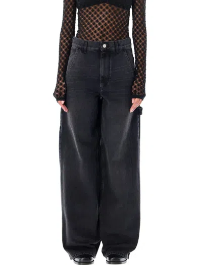 Isabel Marant Étoile Wide Leg Cargo Jeans In Black