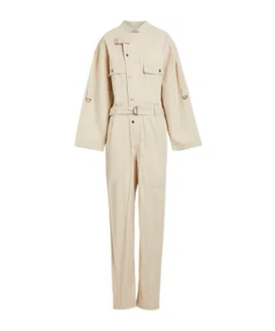 Isabel Marant Étoile Solid Color Mandarin Collar Jumpsuit In Neutral