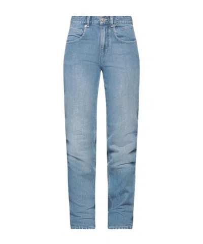 Isabel Marant Étoile Solid Color Straight-leg Pants In Blue