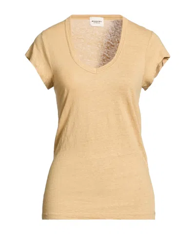 Isabel Marant Étoile Solid Linen V-neck Short-sleeve T-shirt In Neutral
