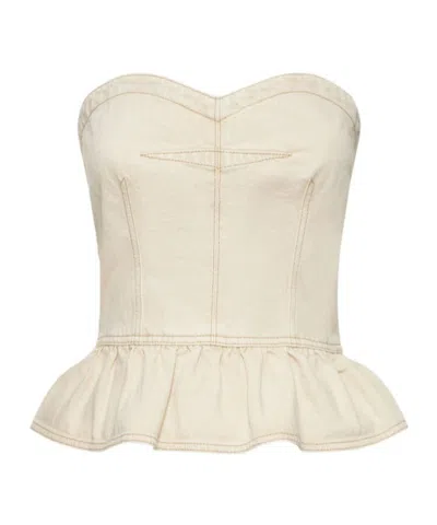 Isabel Marant Étoile Solizinia Cotton Denim Strapless Top In Neutral