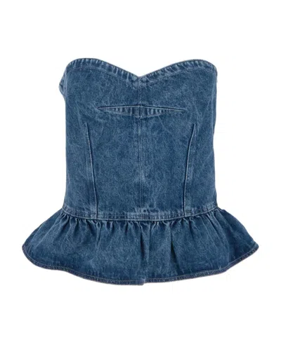 Isabel Marant Étoile Solizinia Denim Bustier Top In Blue