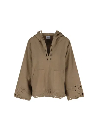 ISABEL MARANT ÉTOILE ISABEL MARANT ÉTOILE "SOLVI" EMBROIDERED CROP TOP – GREEN