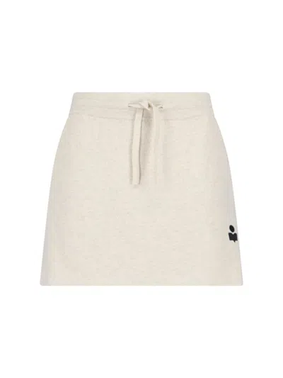 Isabel Marant Étoile Sporty Mini Skirt In Cream Stretch Cotton In Grey