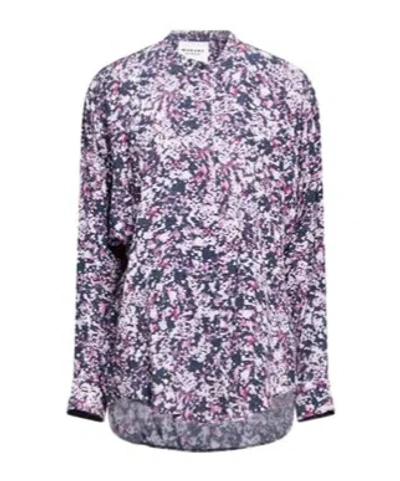 Isabel Marant Étoile Stand-collar Loose Dropped-shoulder Long-sleeve Shirt In Multi