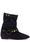 Isabel Marant Étoile Stania Embellished Suede Mid-calf Boots In Black