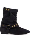 Isabel Marant Étoile Stania Embellished Suede Mid-calf Boots In Black