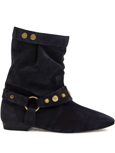 ISABEL MARANT ÉTOILE STANIA FLAT-HEELED SUEDE BOOTS