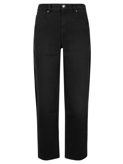 Isabel Marant Étoile Straight-leg Pants With Mid-rise Waist In Black