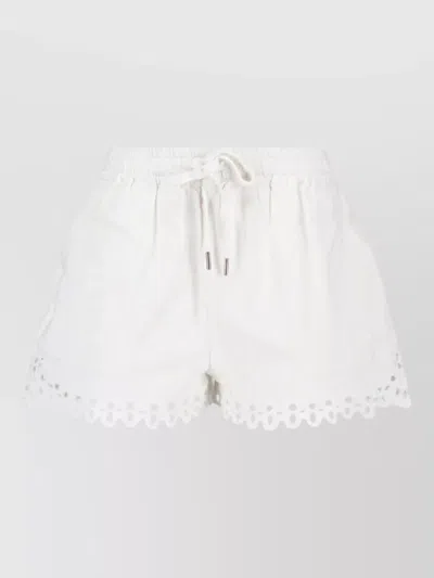 Isabel Marant Étoile Straight Shorts Scalloped Hem Side Pockets In White