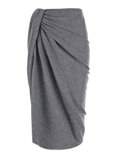 Isabel Marant Étoile Isabel Marant Etoile Straight-cut Tech Fabric Skirt With Side Closure And Refined Details In Gray