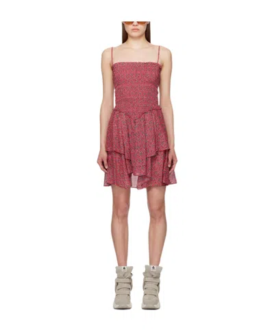 Isabel Marant Étoile Red Anka Minidress In Crbr Cranberry
