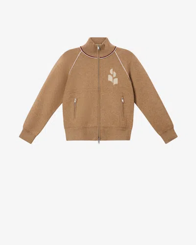 Isabel Marant Étoile Lanya Zip Logo Cardigan In Brown