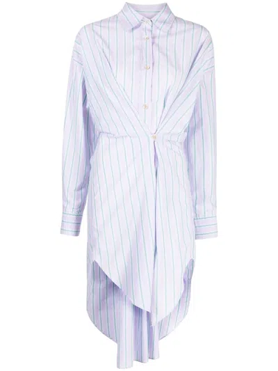 Isabel Marant Étoile Striped Asymmetric Shirt Dress In Purple