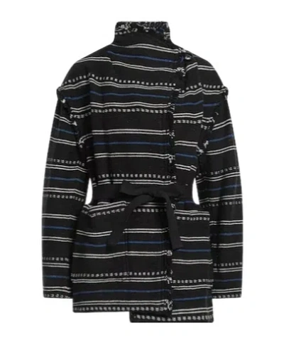 Isabel Marant Étoile Striped Belted Coat In Black