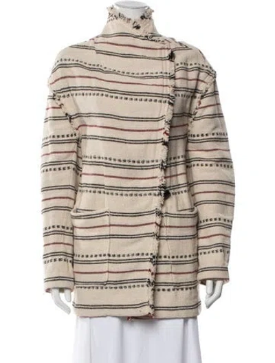 Pre-owned Isabel Marant Étoile Striped Coat In Black/neutrals/red