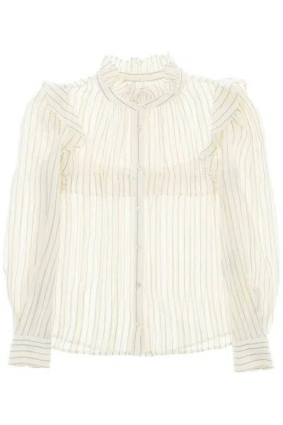 Isabel Marant Étoile "striped Cotton Blouse By Id In Bianco