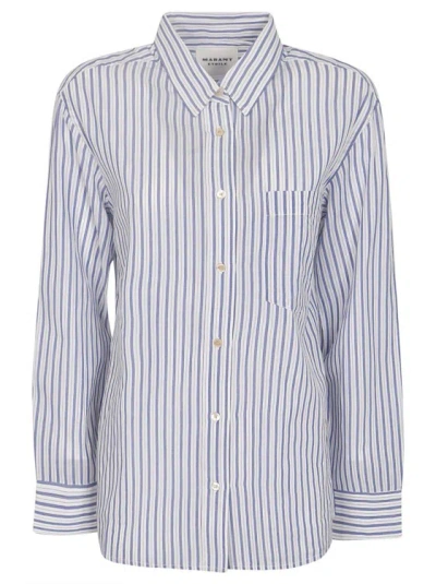 Isabel Marant Étoile Striped Cotton Poplin Shirts In Blue