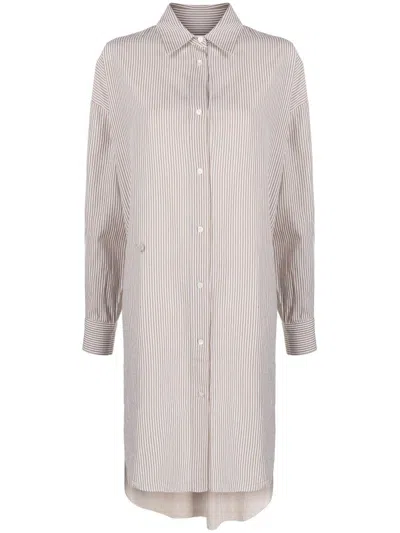 Isabel Marant Étoile Striped Cotton Shirt Dress In Yellow