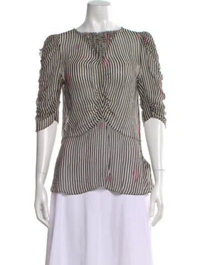 Pre-owned Isabel Marant Étoile Striped Crew Neck Blouse In Black