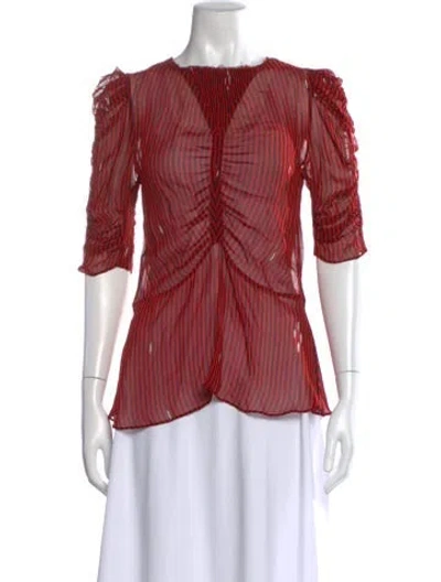 Pre-owned Isabel Marant Étoile Striped Crew Neck Blouse In Red