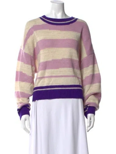 Pre-owned Isabel Marant Étoile Striped Crew Neck Sweater In Neutrals/purple