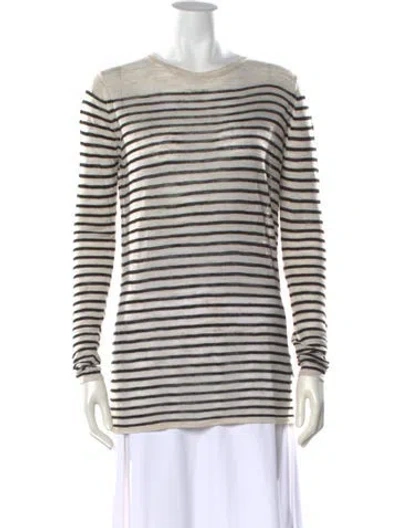 Pre-owned Isabel Marant Étoile Striped Crew Neck Top In White