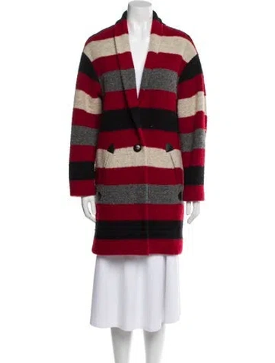 Pre-owned Isabel Marant Étoile Striped Faux Fur Coat In Red