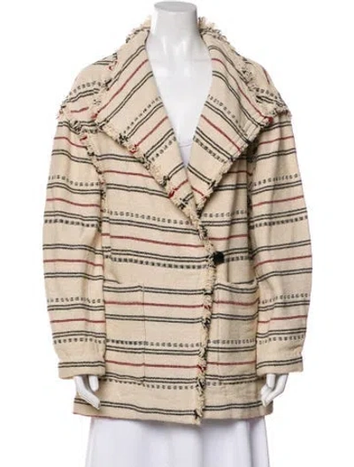 Pre-owned Isabel Marant Étoile Striped Faux Fur Jacket In Neutral
