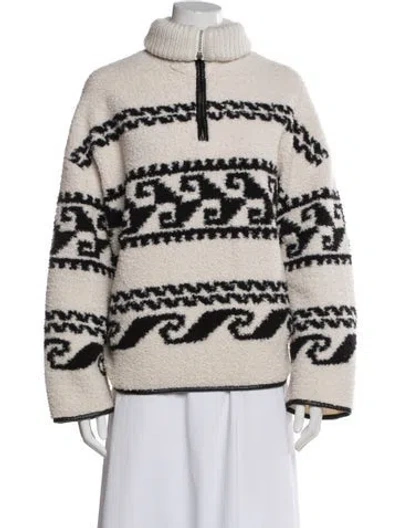 Pre-owned Isabel Marant Étoile Striped Faux Fur Jacket In White