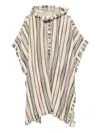 Isabel Marant Étoile Striped Fringed Hooded Coat In Neutral