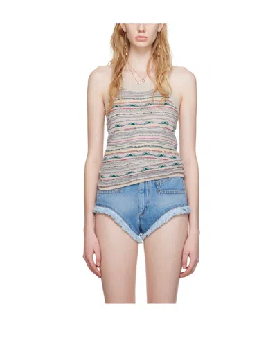 Isabel Marant Étoile Striped Halterneck Knit Top In Nude