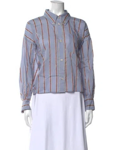 Pre-owned Isabel Marant Étoile Striped Long Sleeve Button-up Top In Blue