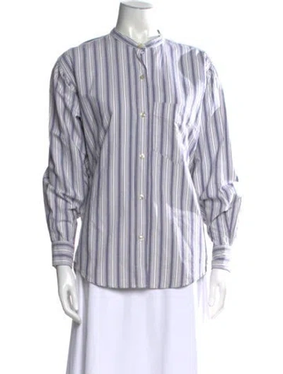 Pre-owned Isabel Marant Étoile Striped Long Sleeve Button-up Top In Blue
