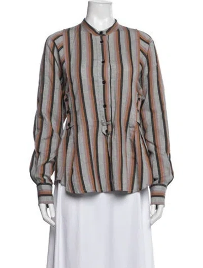 Pre-owned Isabel Marant Étoile Striped Long Sleeve Button-up Top In Multicolor