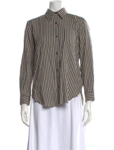 Pre-owned Isabel Marant Étoile Striped Long Sleeve Button-up Top In Neutral