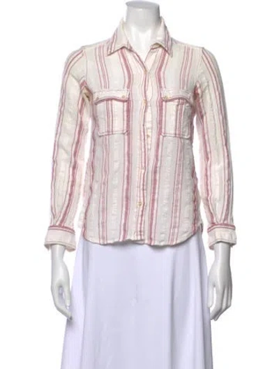 Pre-owned Isabel Marant Étoile Striped Long Sleeve Button-up Top In Red/white